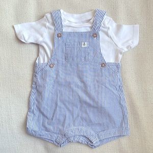 H&M cotton overall set, size 2-4 months